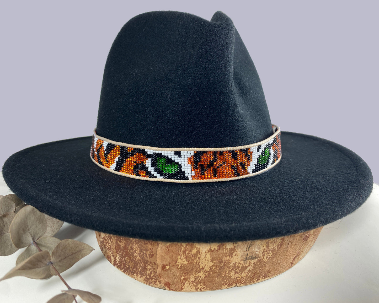 Hat Band - Orange Tiger with Green Eyes