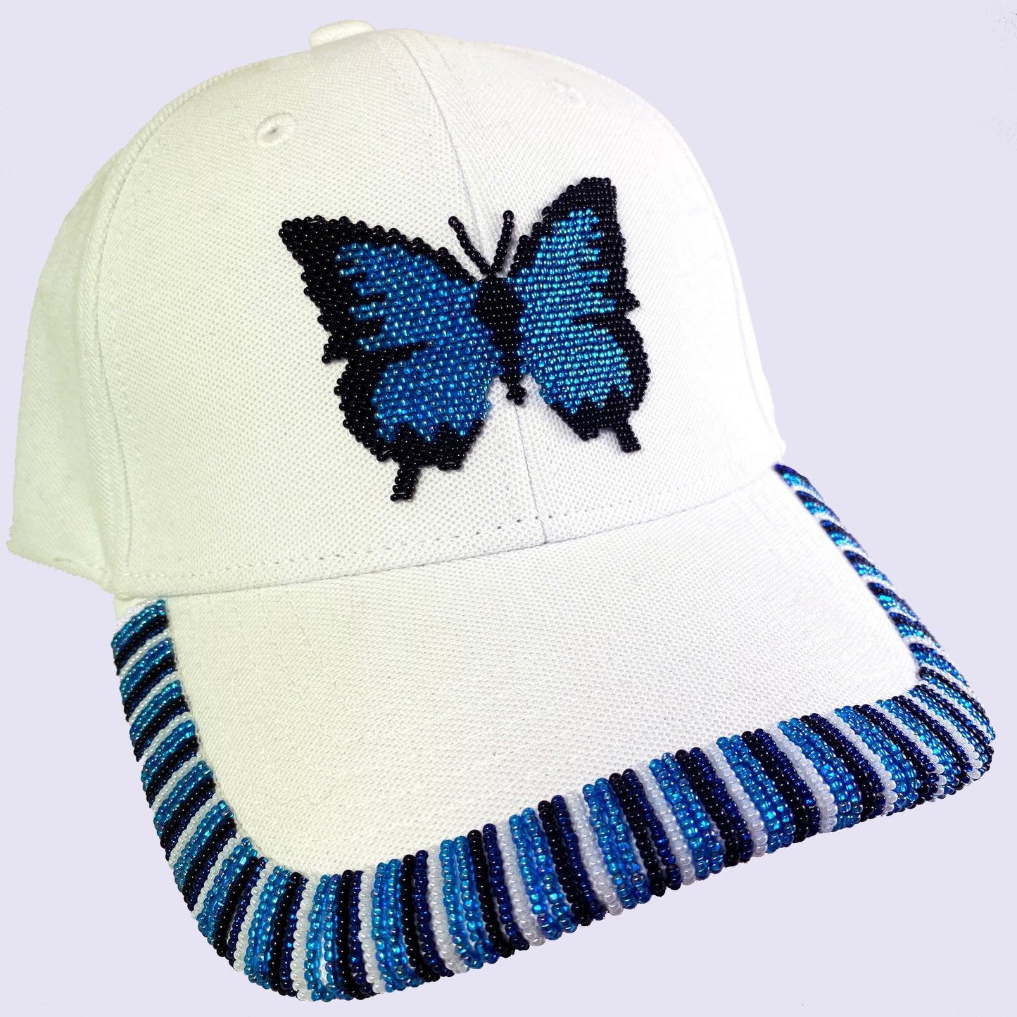 Beaded Cap - Blue Ulysses Butterfly