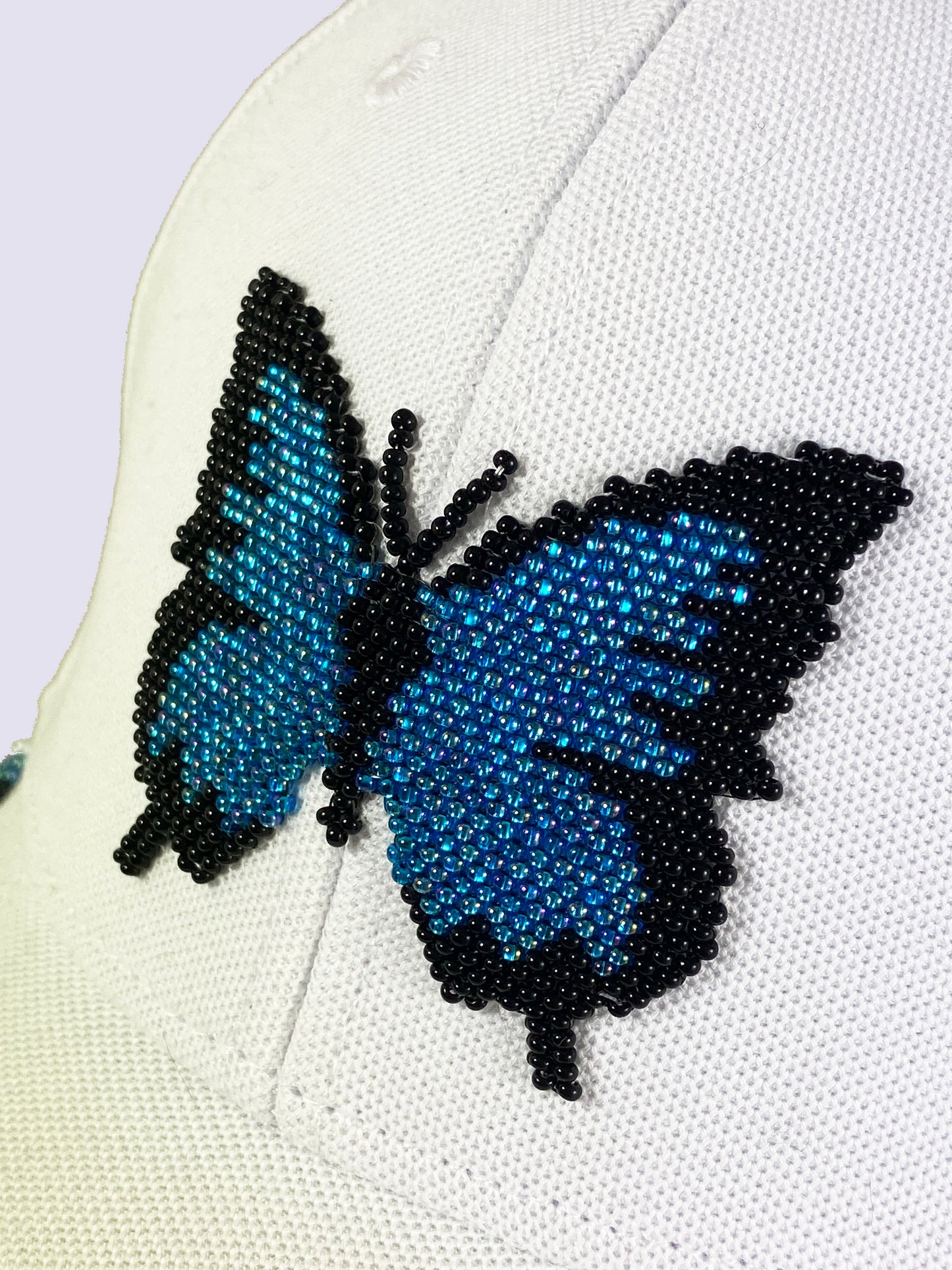 Beaded Cap - Blue Ulysses Butterfly