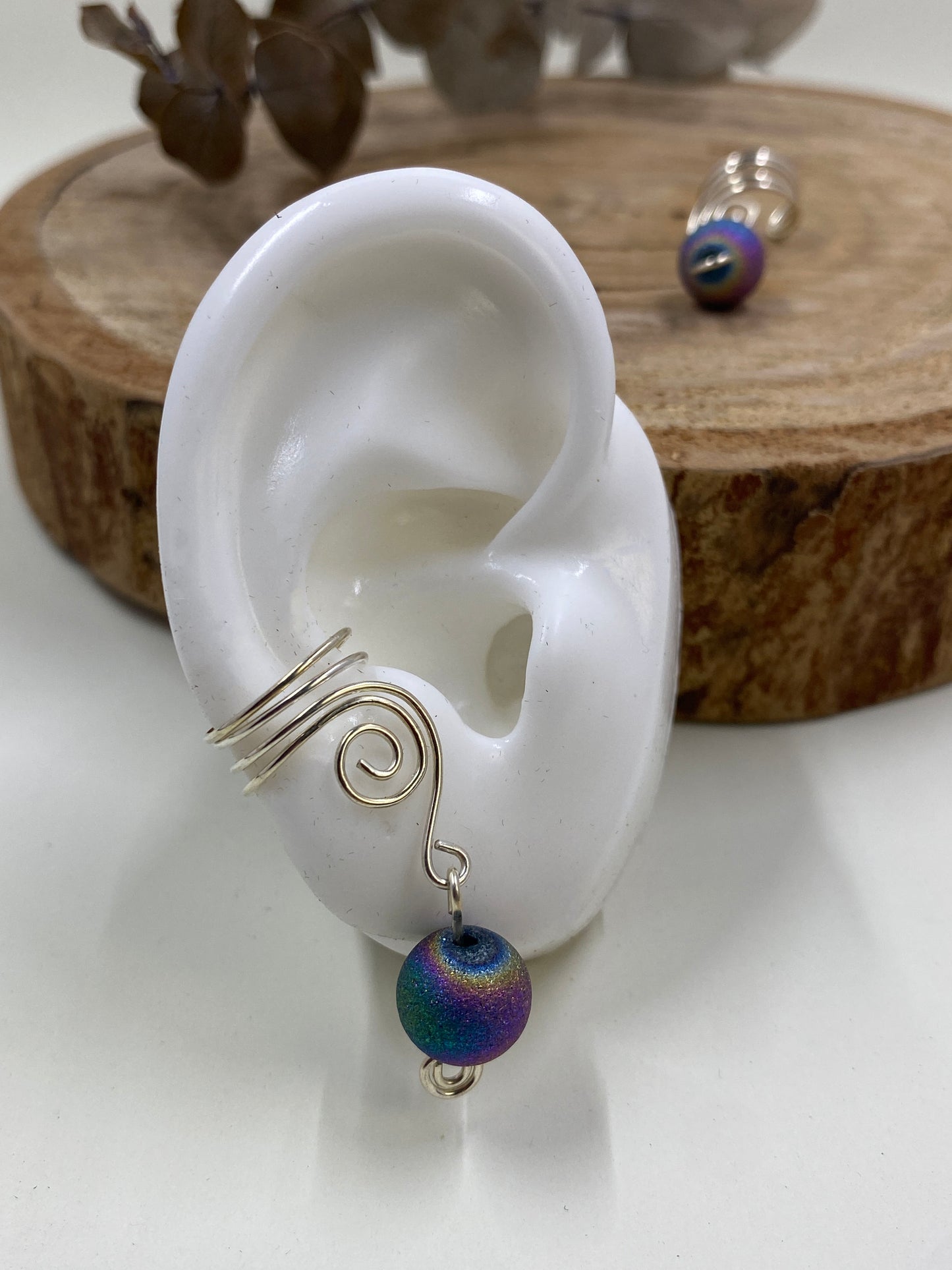 Silver Swirl Ear Cuffs with Dangles (no piercings required)