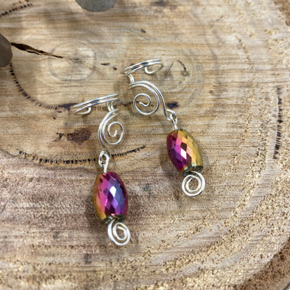 Silver Swirl Ear Cuffs with Dangles (no piercings required)