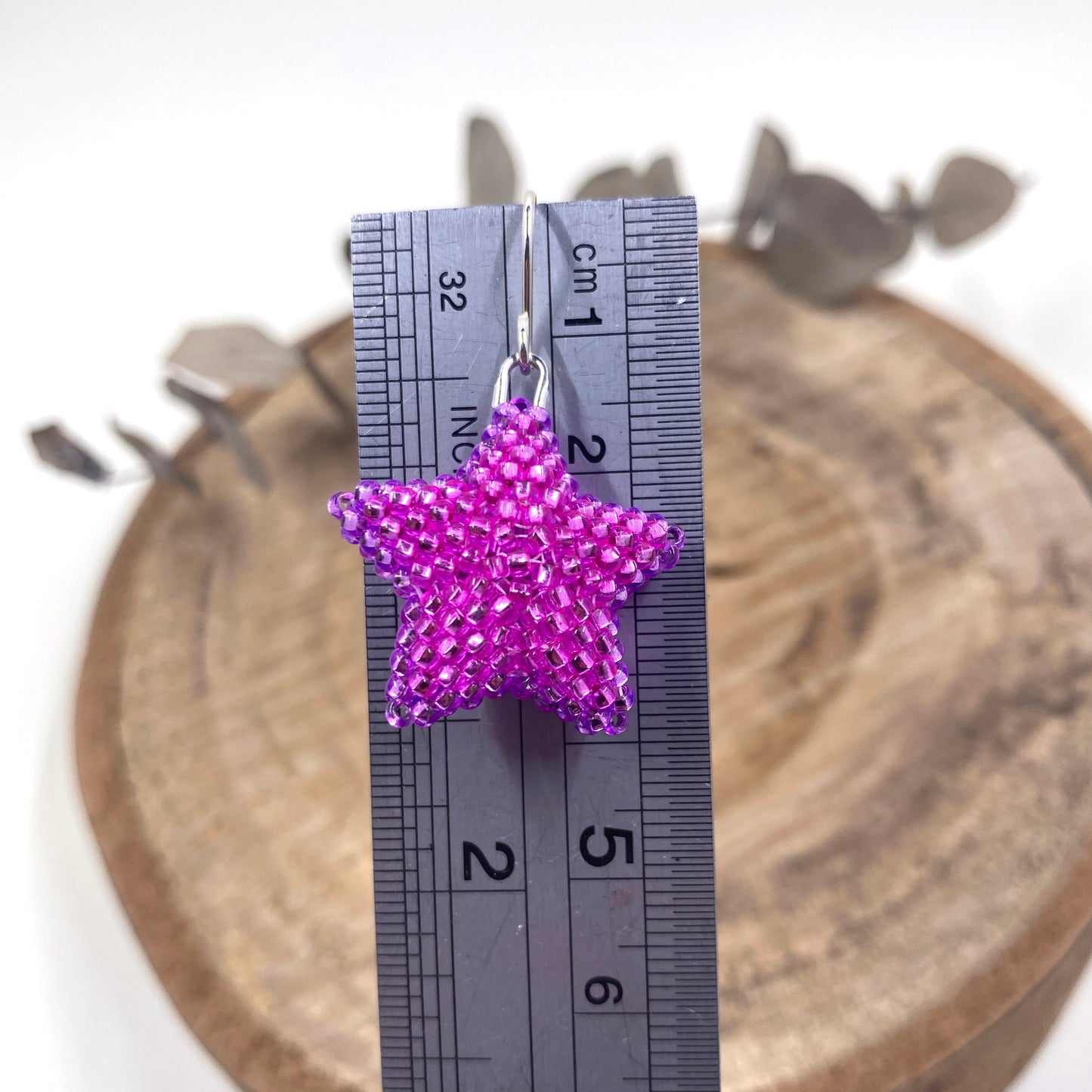 Star 3D Earrings - pink, blue, purple