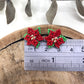 Beaded Poinsettia Flower Stud Earrings