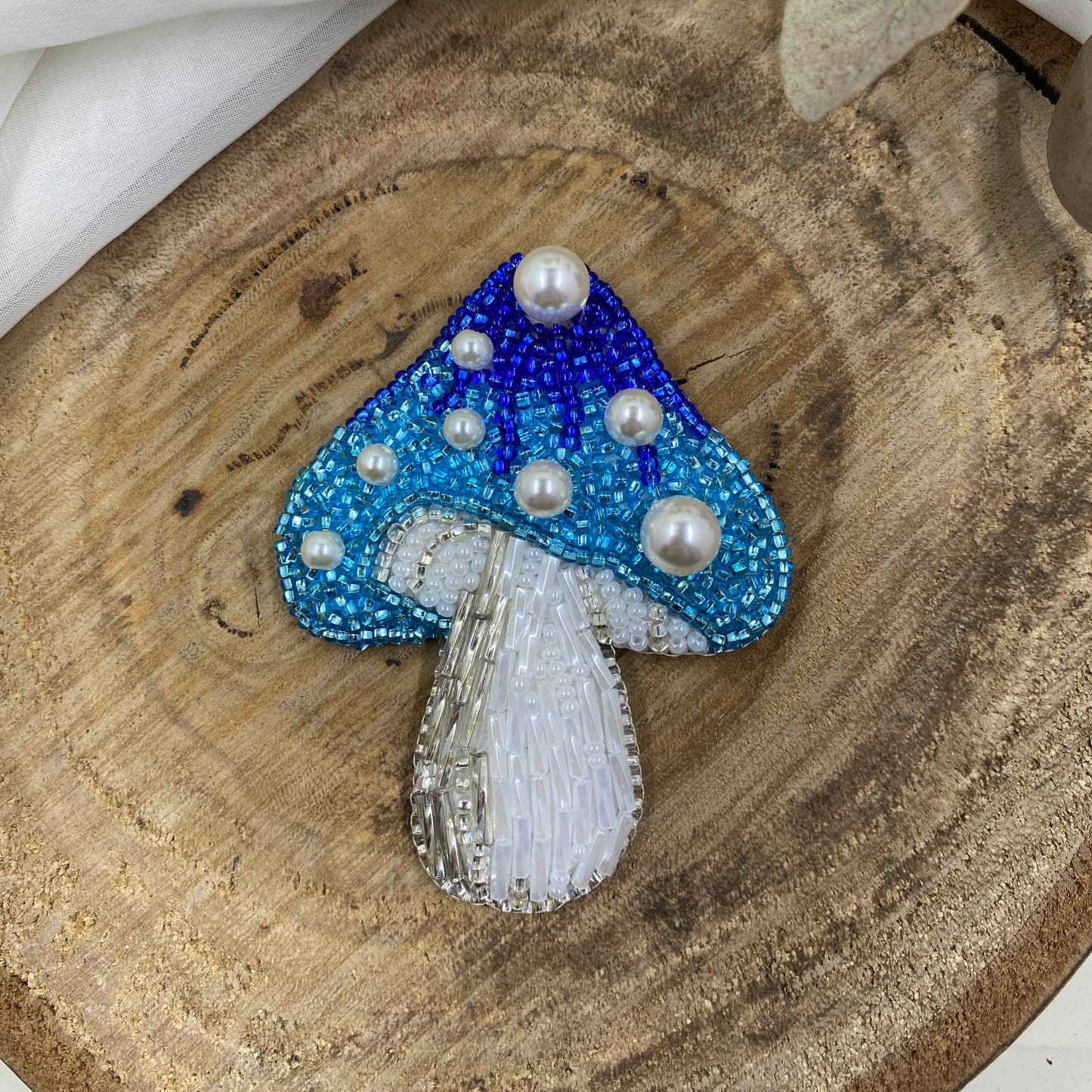 Mushroom Beaded Brooch