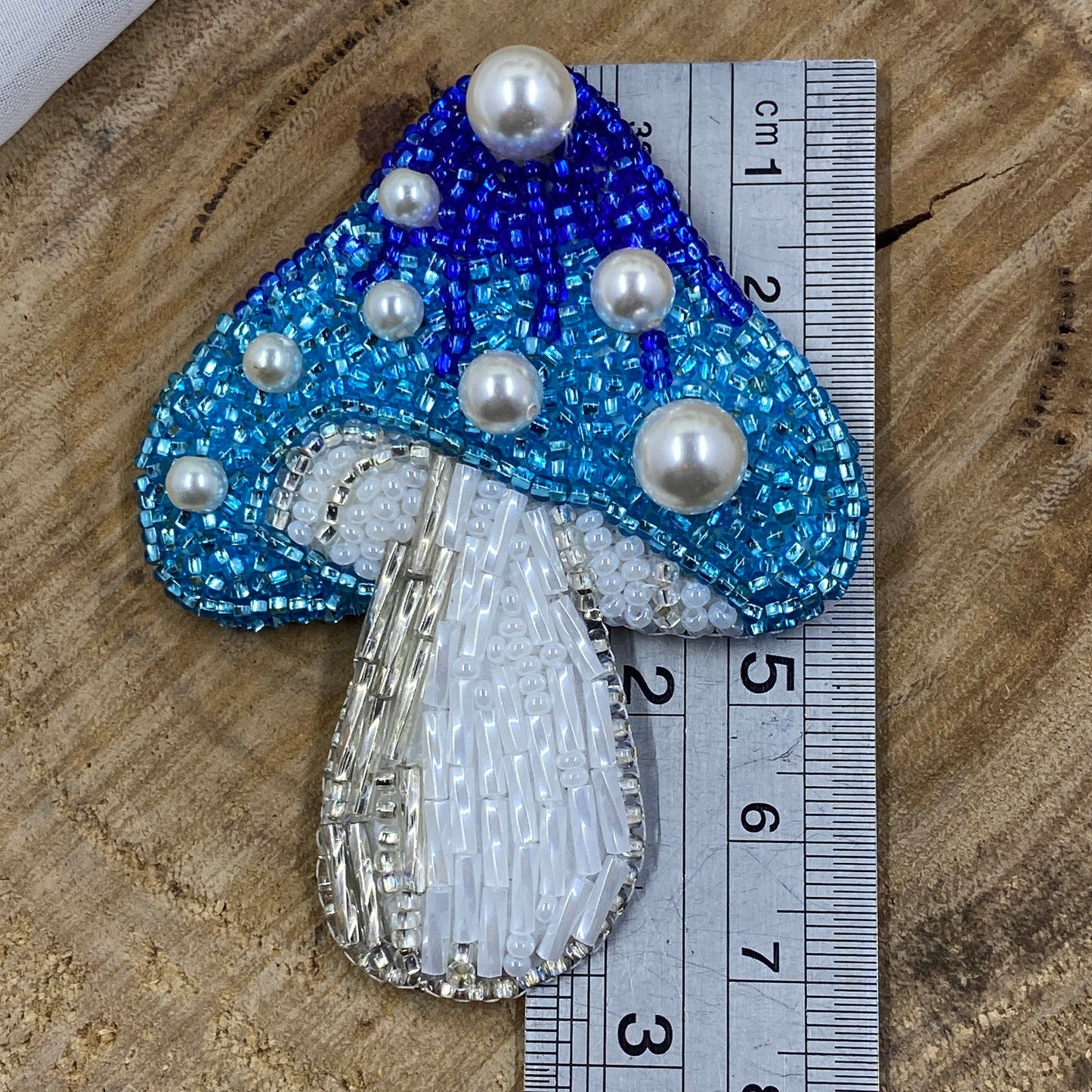 Mushroom Beaded Brooch