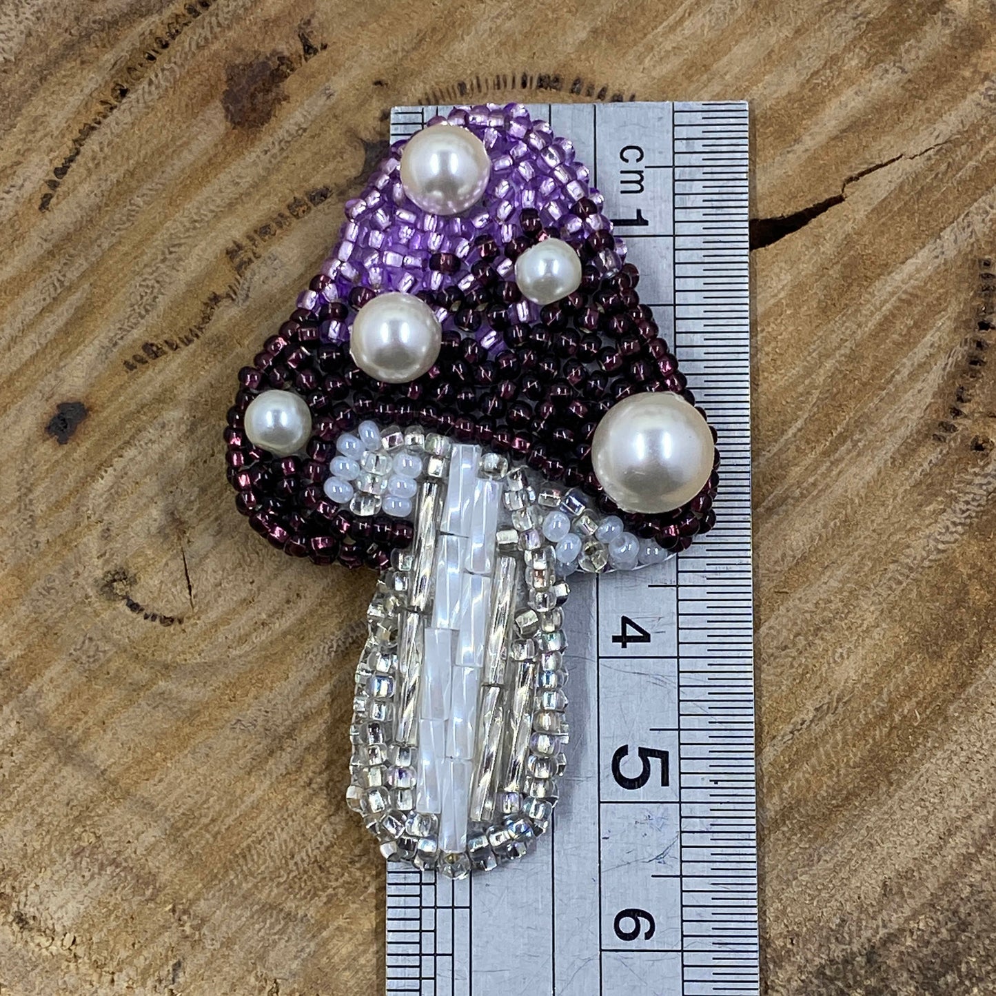 Mushroom Beaded Brooch