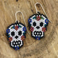 Skull with Flowers Beaded Earrings