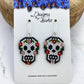 Skull with Flowers Beaded Earrings