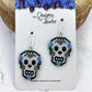 Skull with Flowers Beaded Earrings