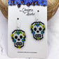 Skull with Flowers Beaded Earrings