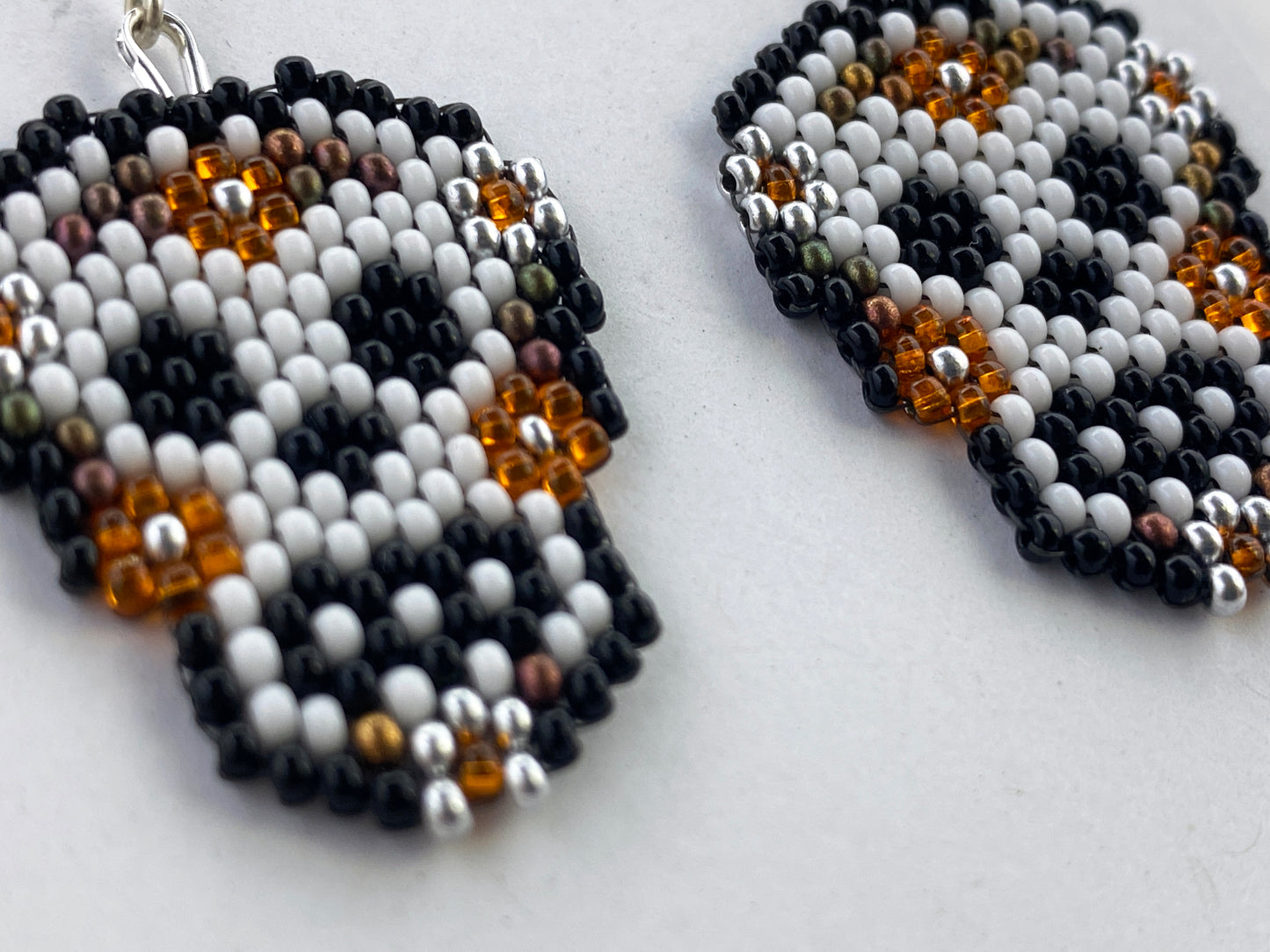 Skull with Flowers Beaded Earrings