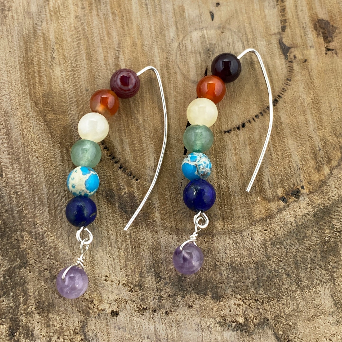 Rainbow Chakra Necklace & Earrings Set