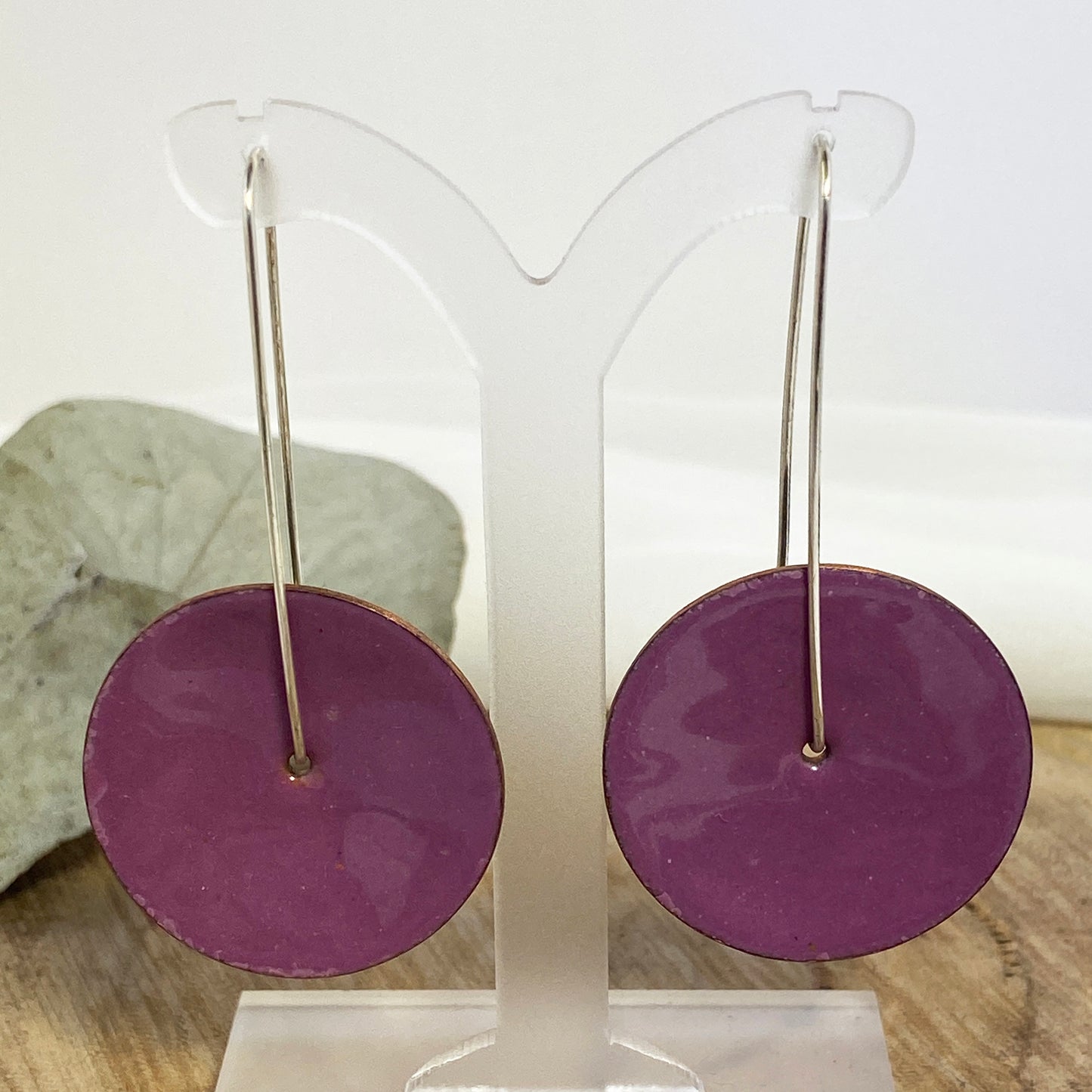 Circle Enamel Dangle Earrings in Purple