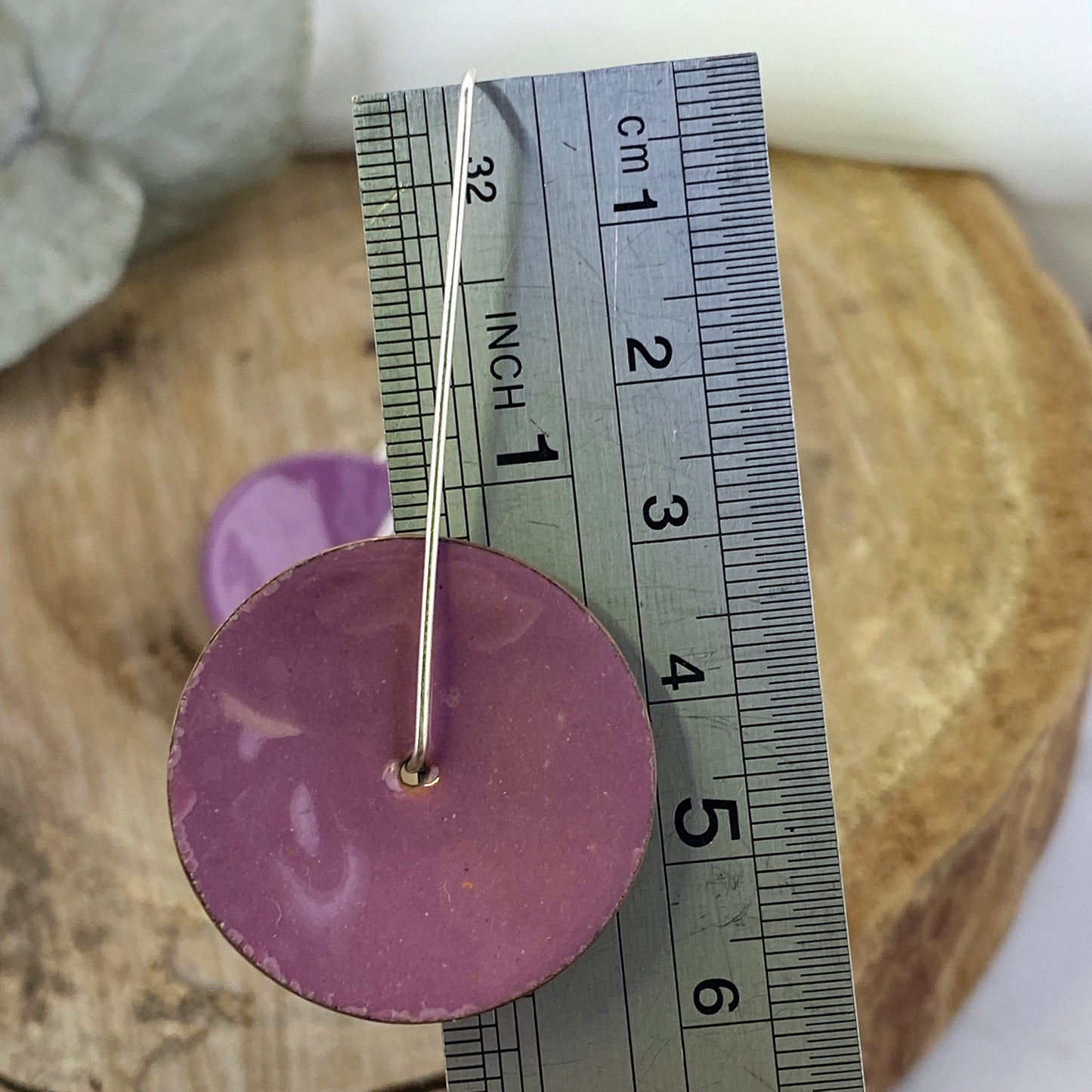 Circle Enamel Dangle Earrings in Purple