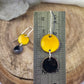 Circle Enamel Dangle Earrings in Yellow & Black