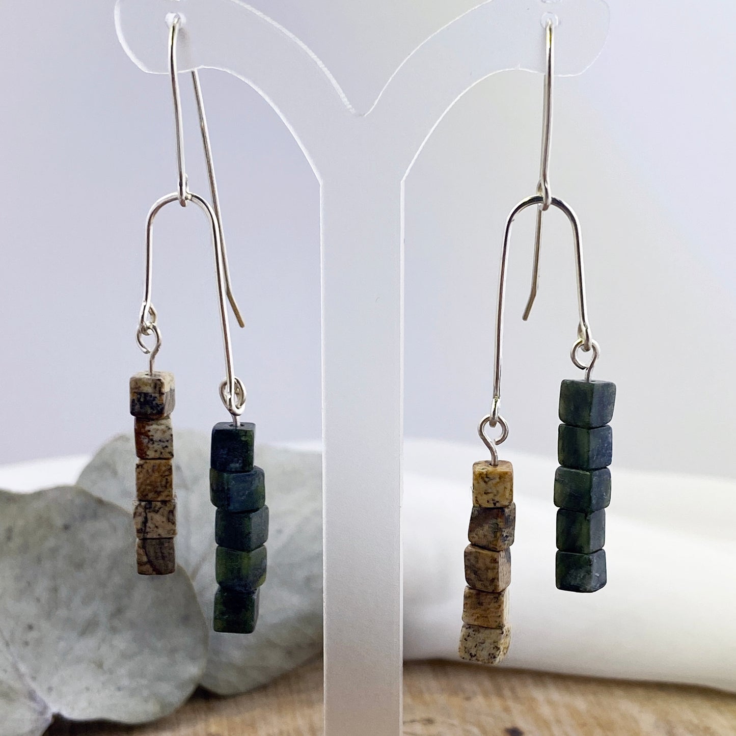 Green & Brown Dangle Earrings