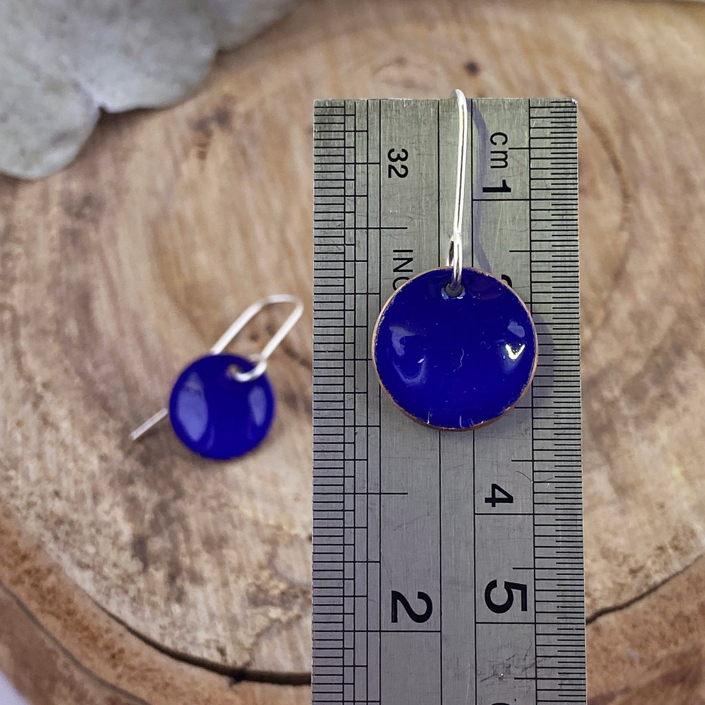 Blue Circle Dangle Earrings