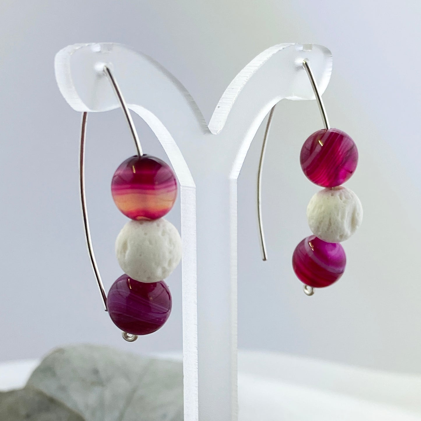 Pink & White Dangle Earrings