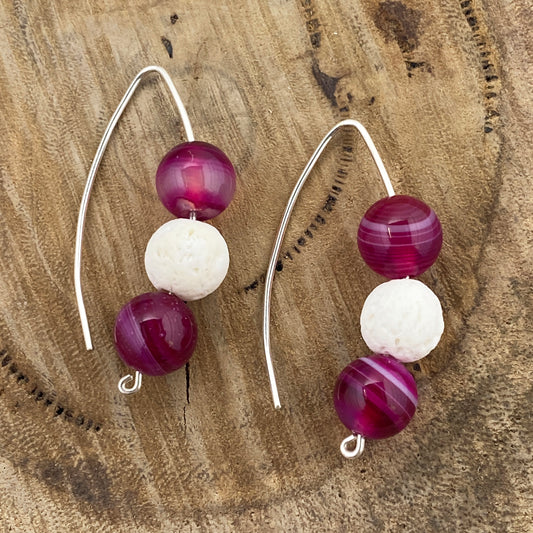 Pink & White Dangle Earrings