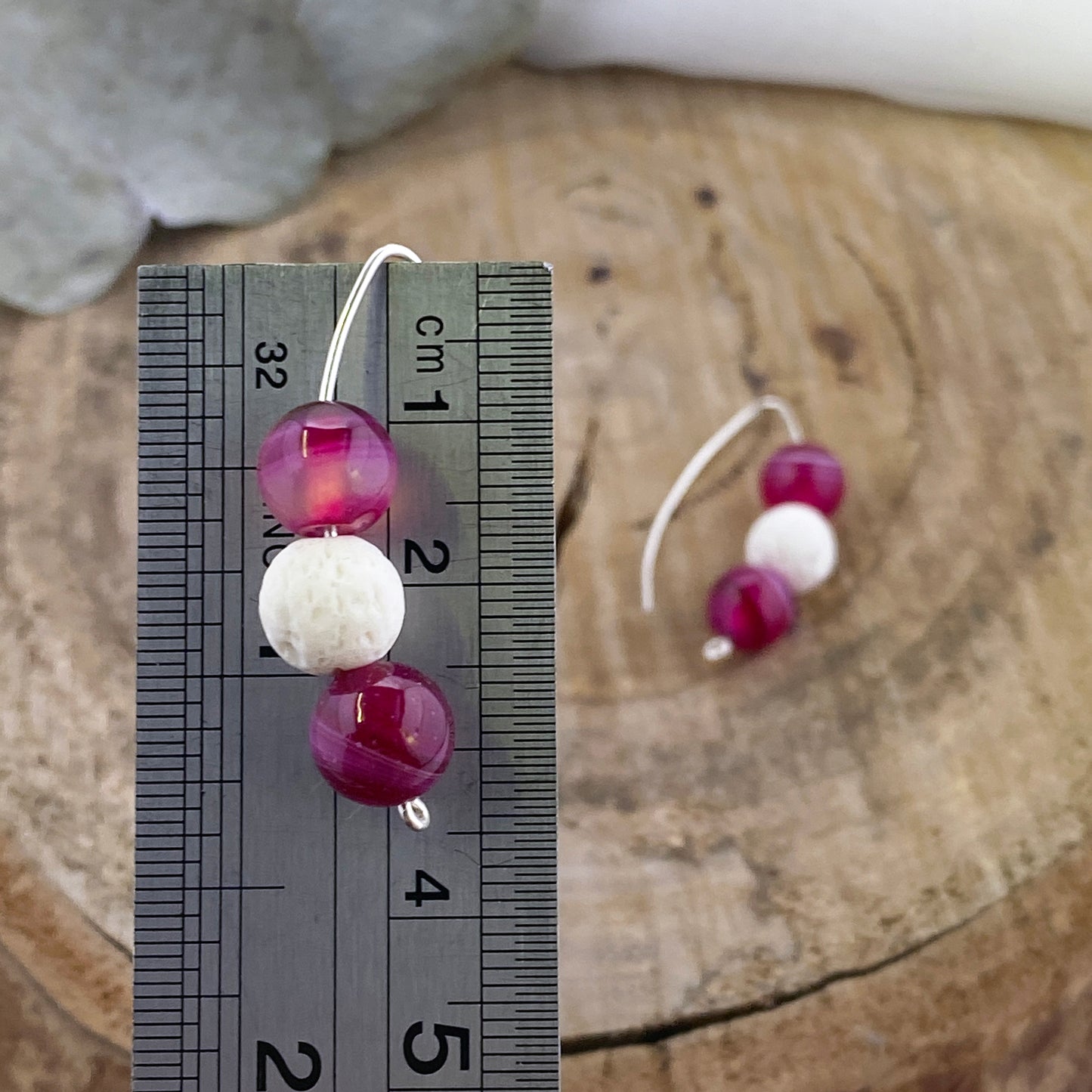 Pink & White Dangle Earrings