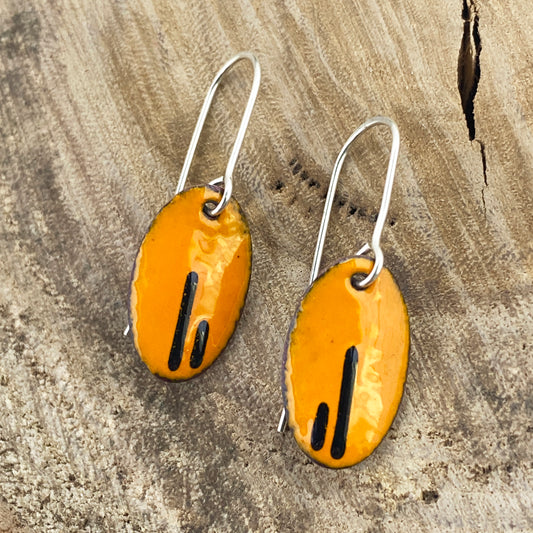 Orange Oval Dangle Earrings