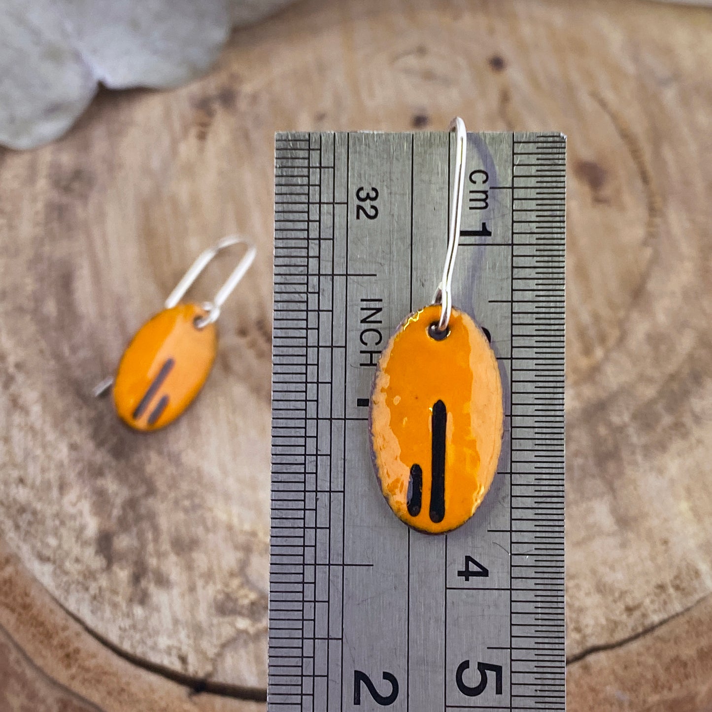 Orange Oval Dangle Earrings