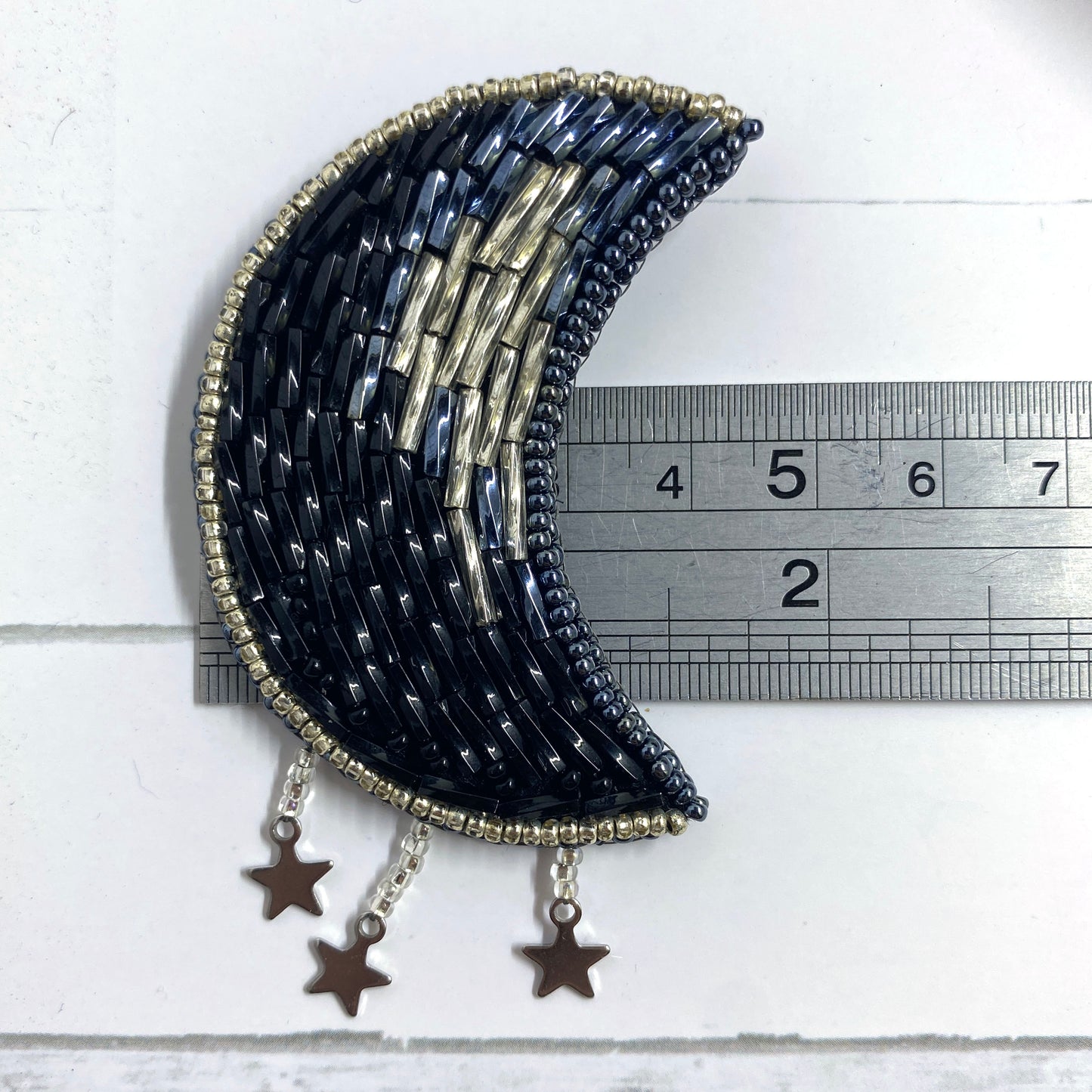 Moon Beaded Brooch