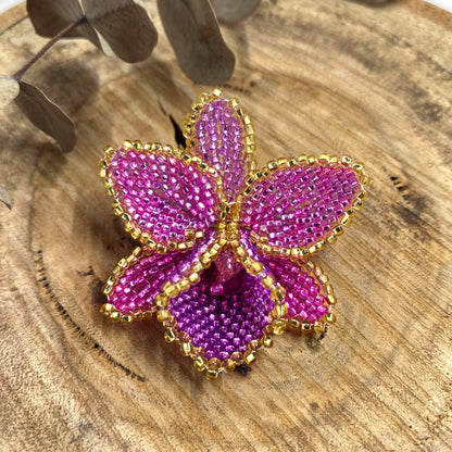 Orchid Beaded Brooch