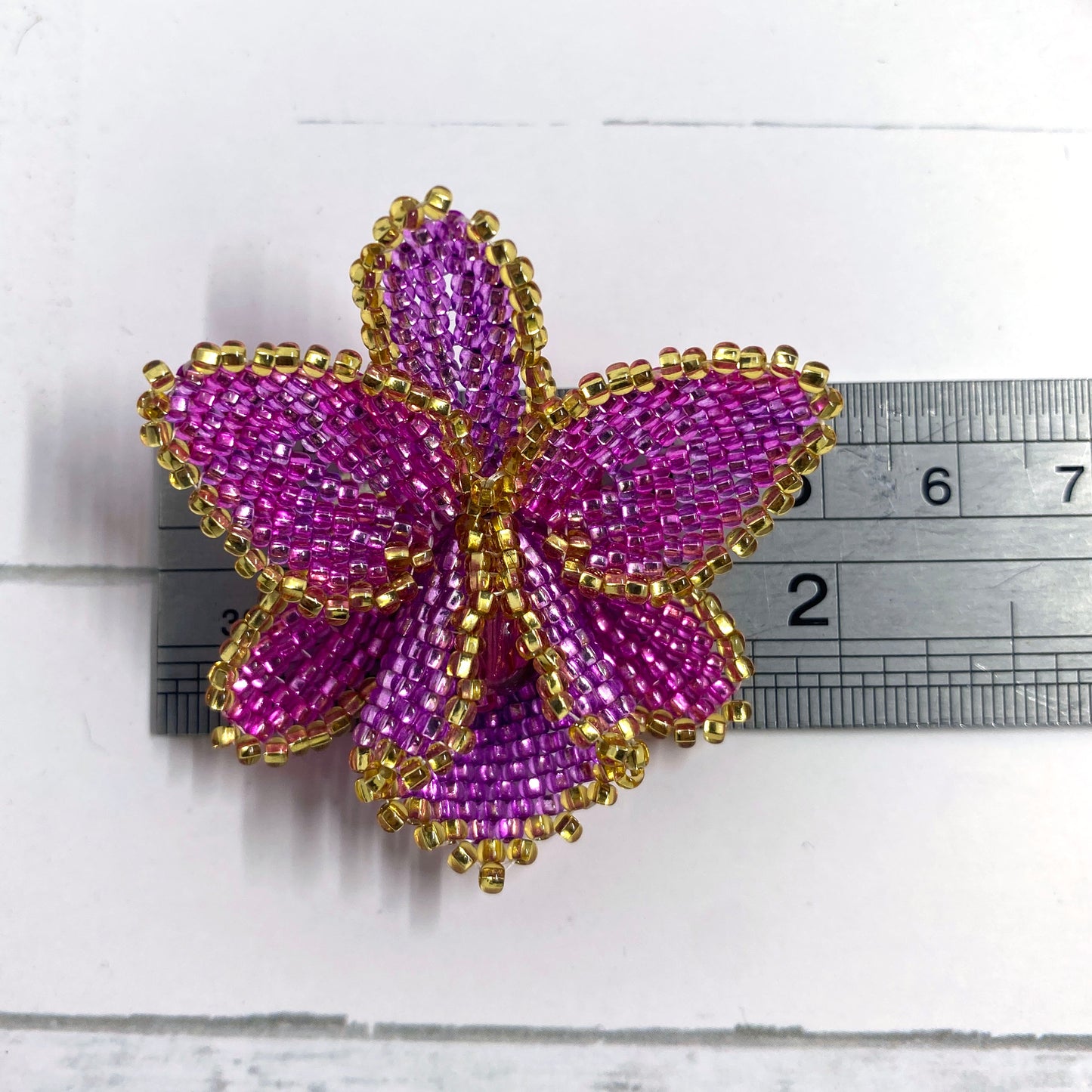 Orchid Beaded Brooch