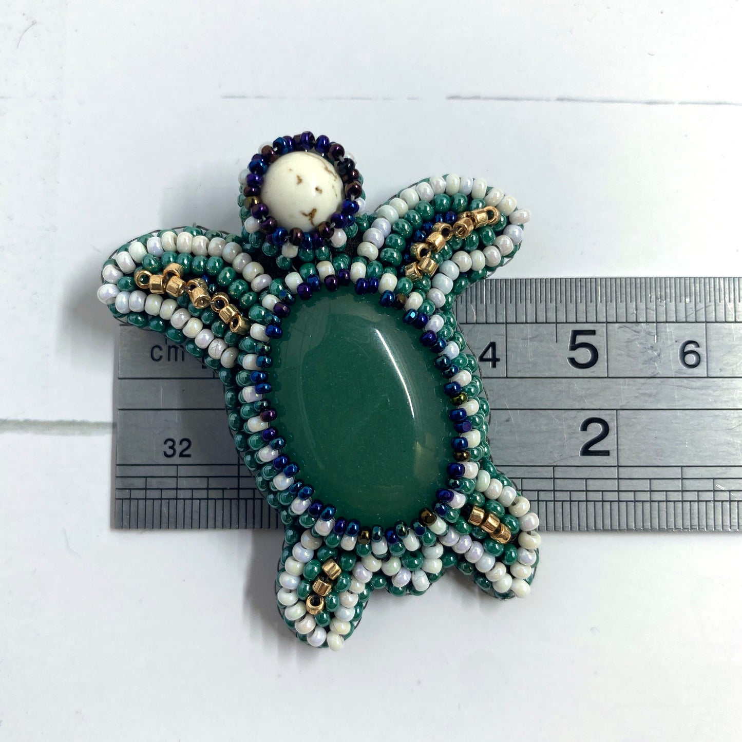 Turtle Beaded Brooch