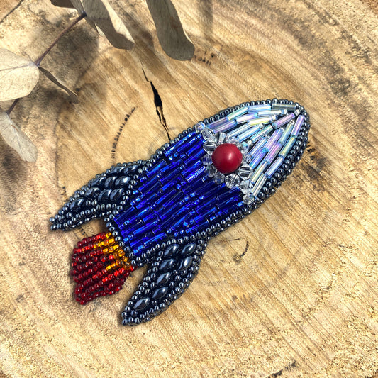 Rocket Beaded Brooch