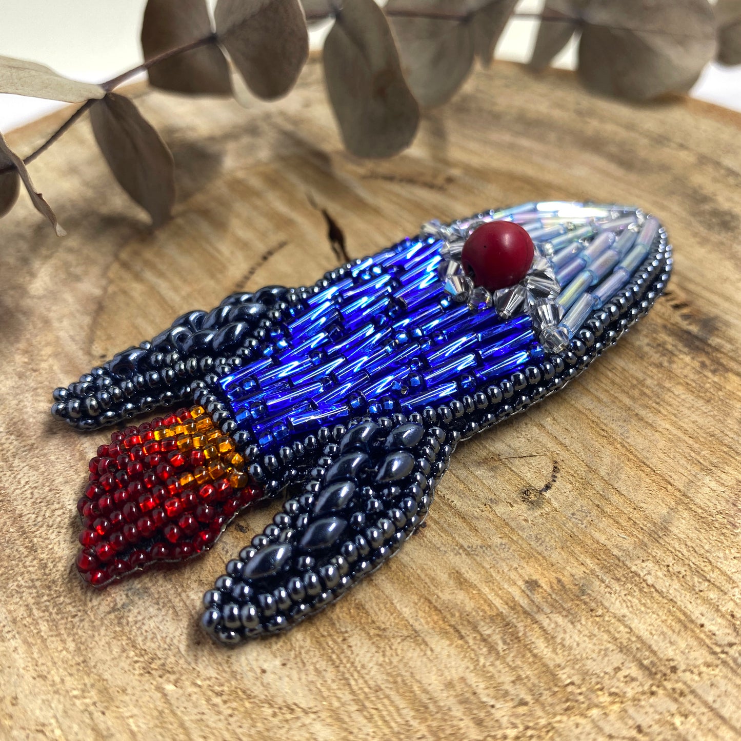 Rocket Beaded Brooch