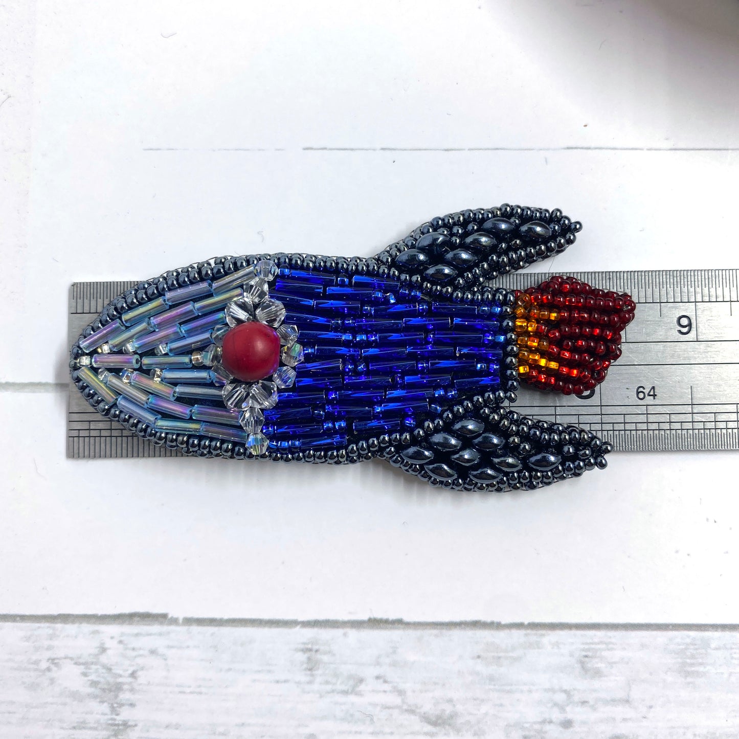 Rocket Beaded Brooch