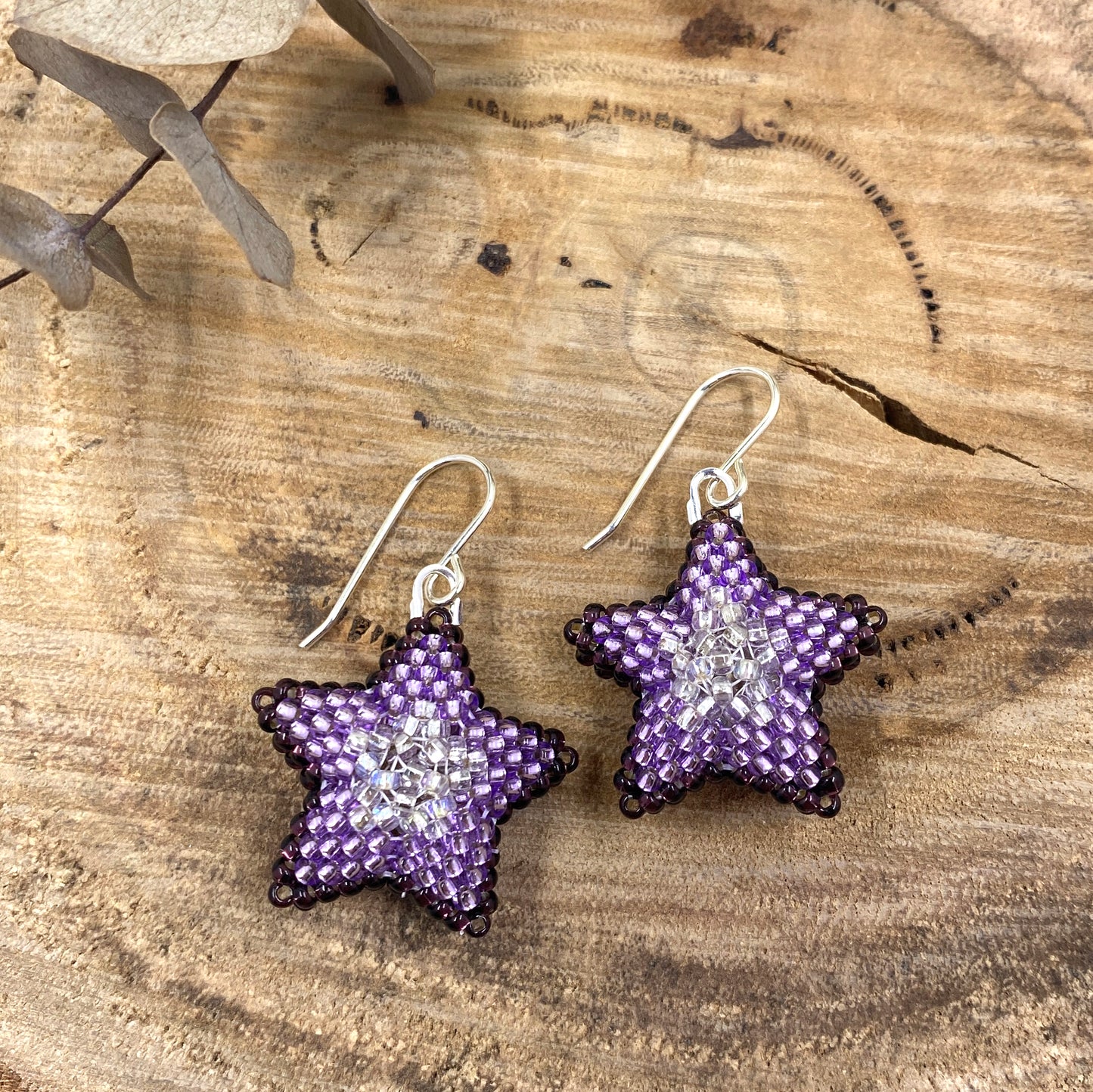 Star 3D Earrings - pink, blue, purple