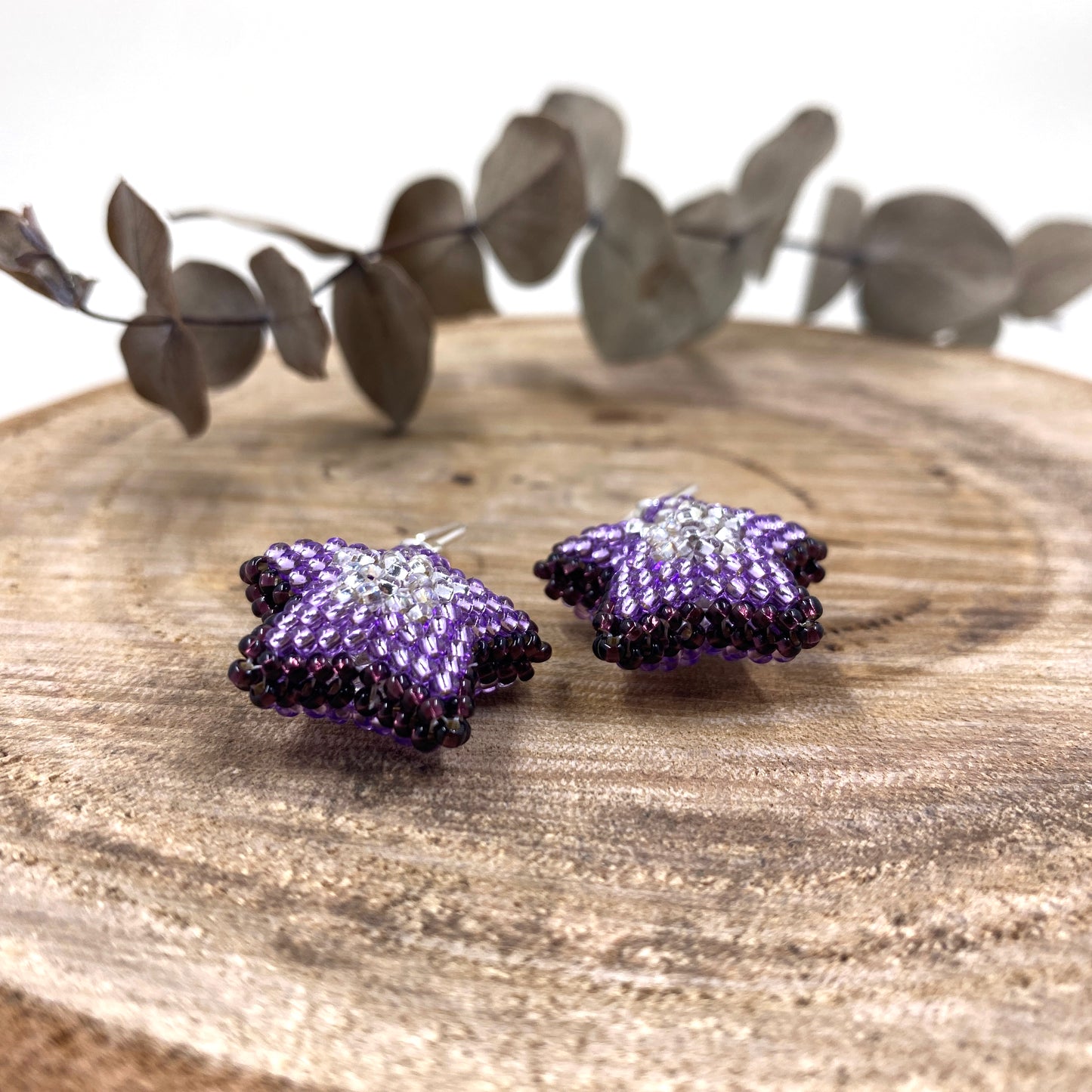 Star 3D Earrings - pink, blue, purple