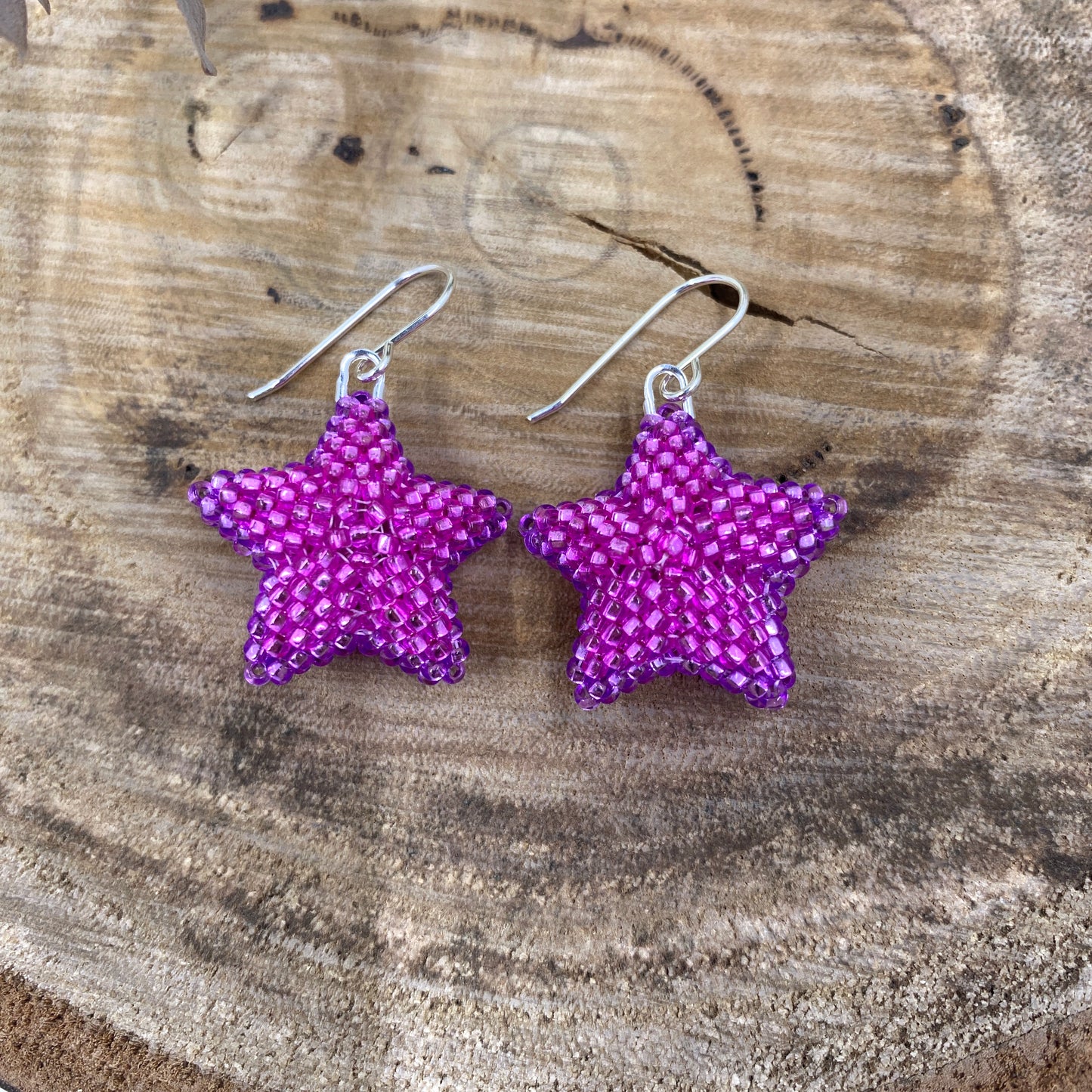 Star 3D Earrings - pink, blue, purple