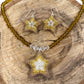 Star 3D Earrings and Necklace Set - Christmas - Gold