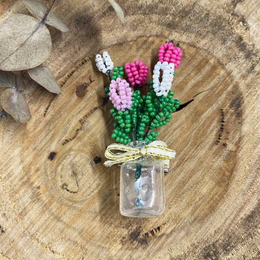 Flower Vase Beaded Brooch