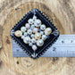 Square Pearl and Black Beaded Brooch