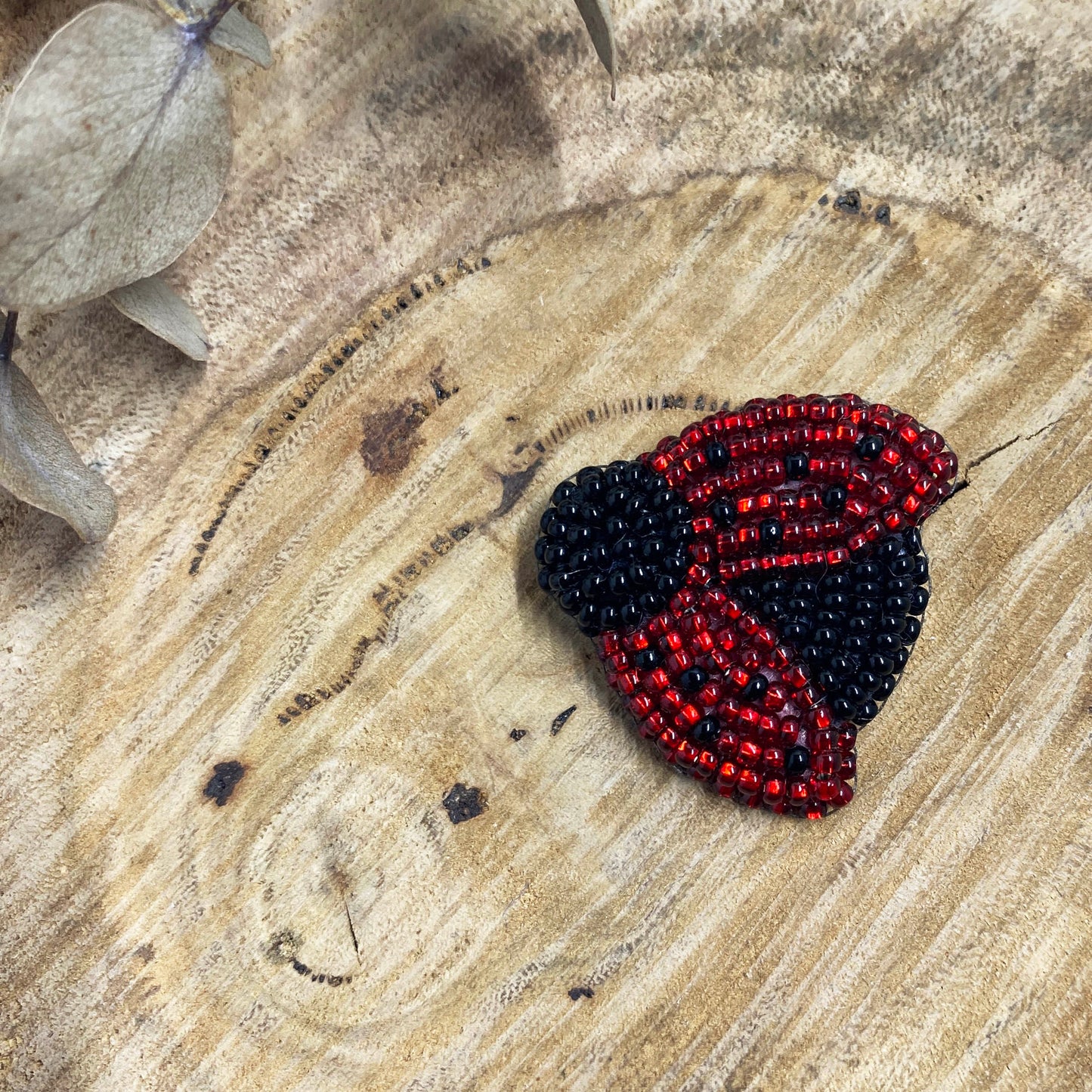 Ladybug Beaded Brooch