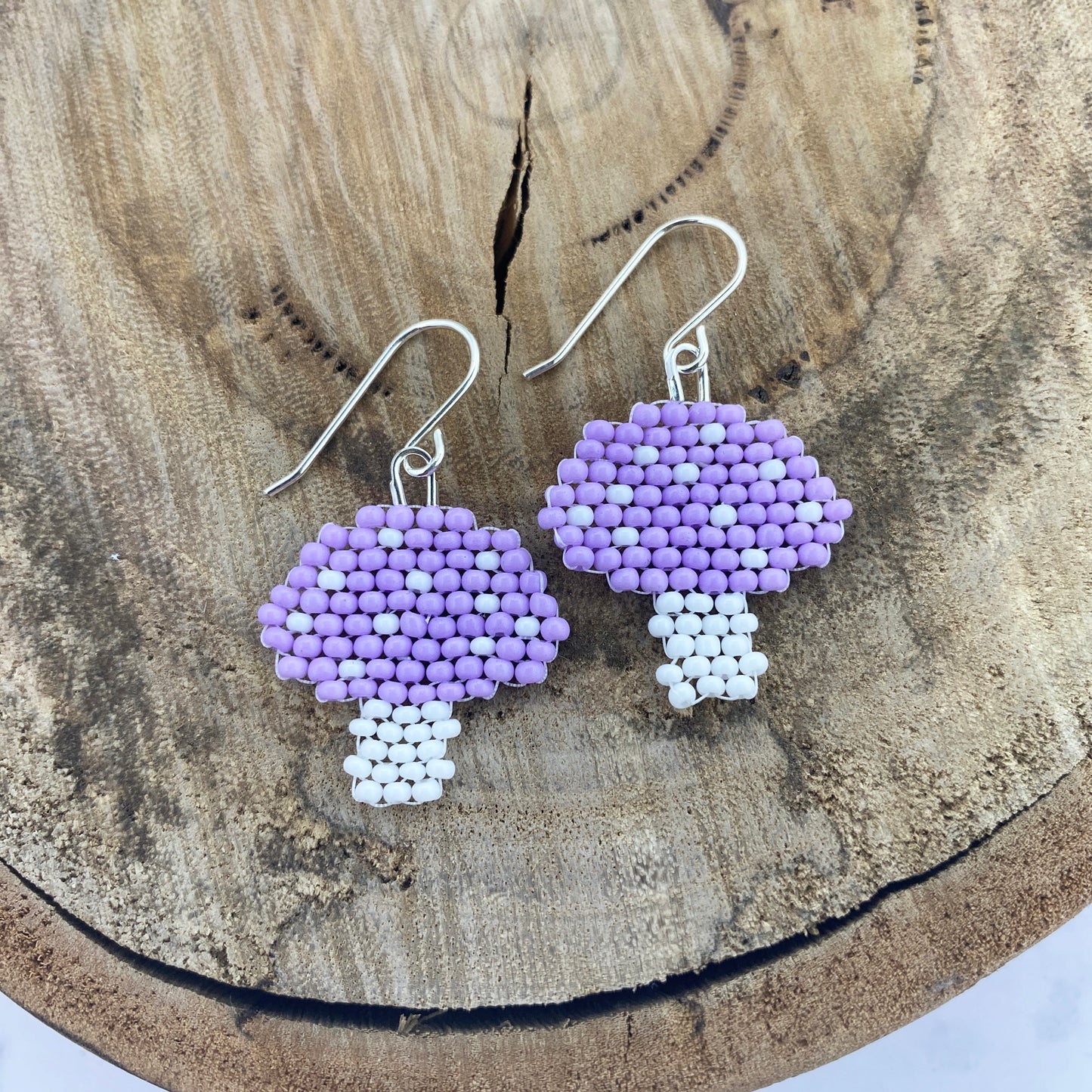 Mushroom Beaded Earrings - Pastels