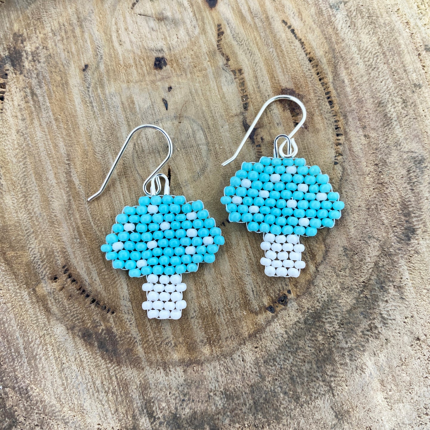 Mushroom Beaded Earrings - Pastels