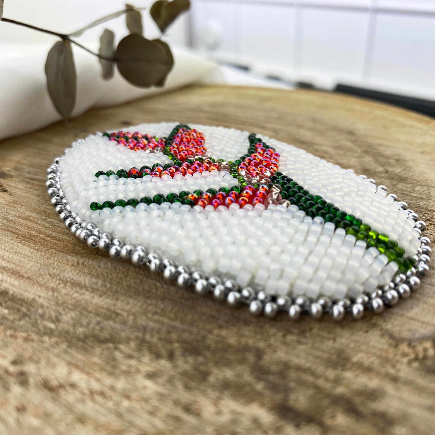 Heliconia Beaded Brooch