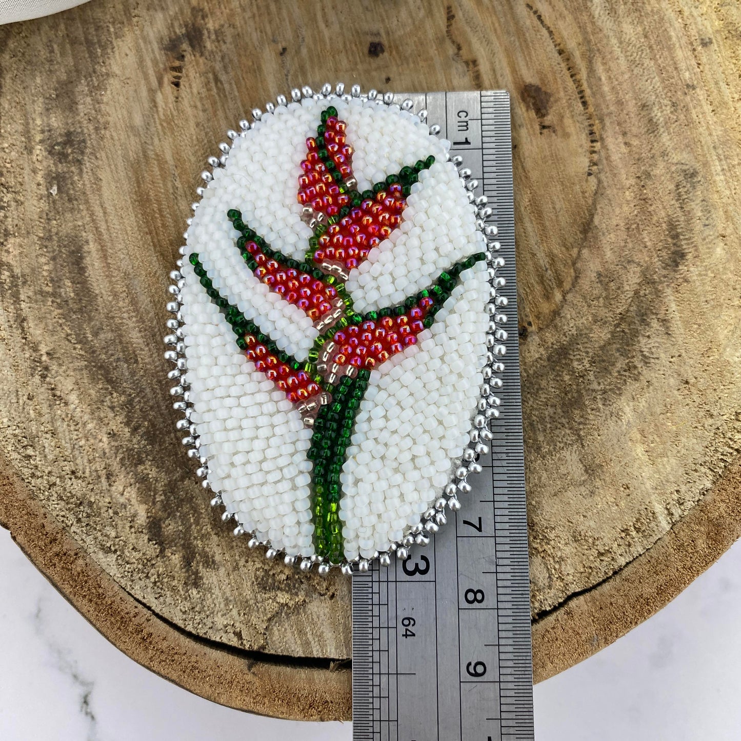 Heliconia Beaded Brooch