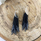 Silver Circle with Black Beaded Fringe Earrings