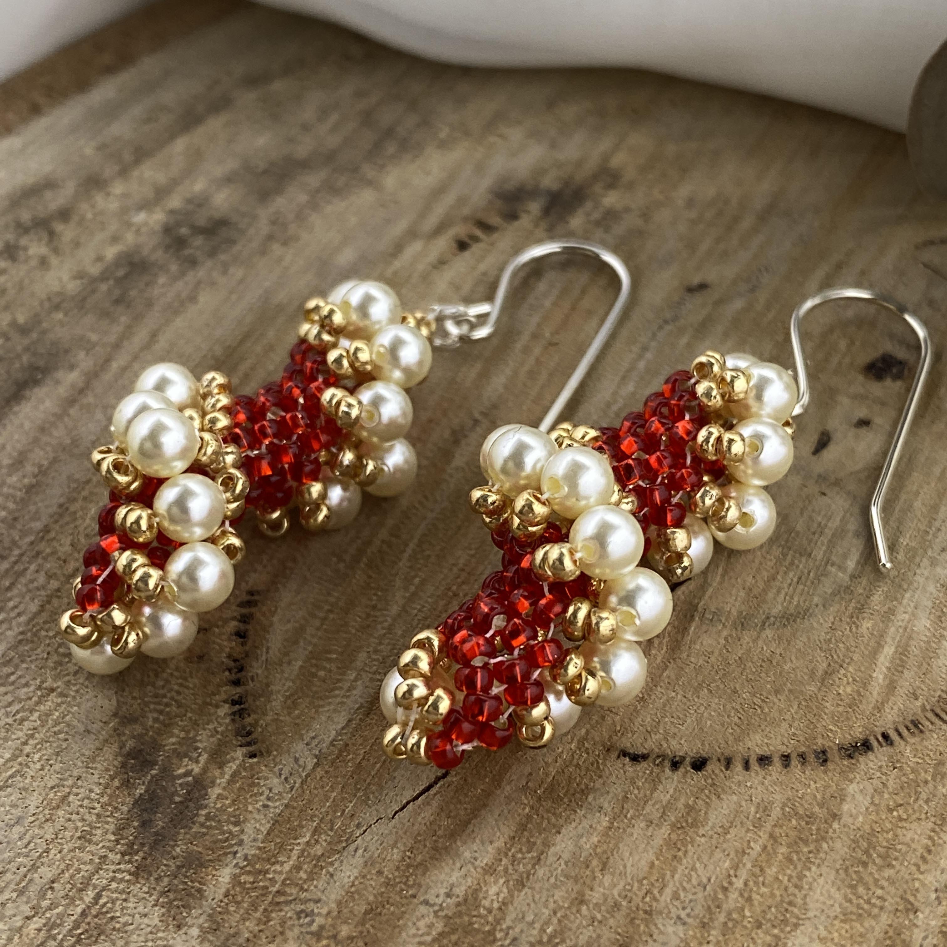 Red hot sale bead earrings