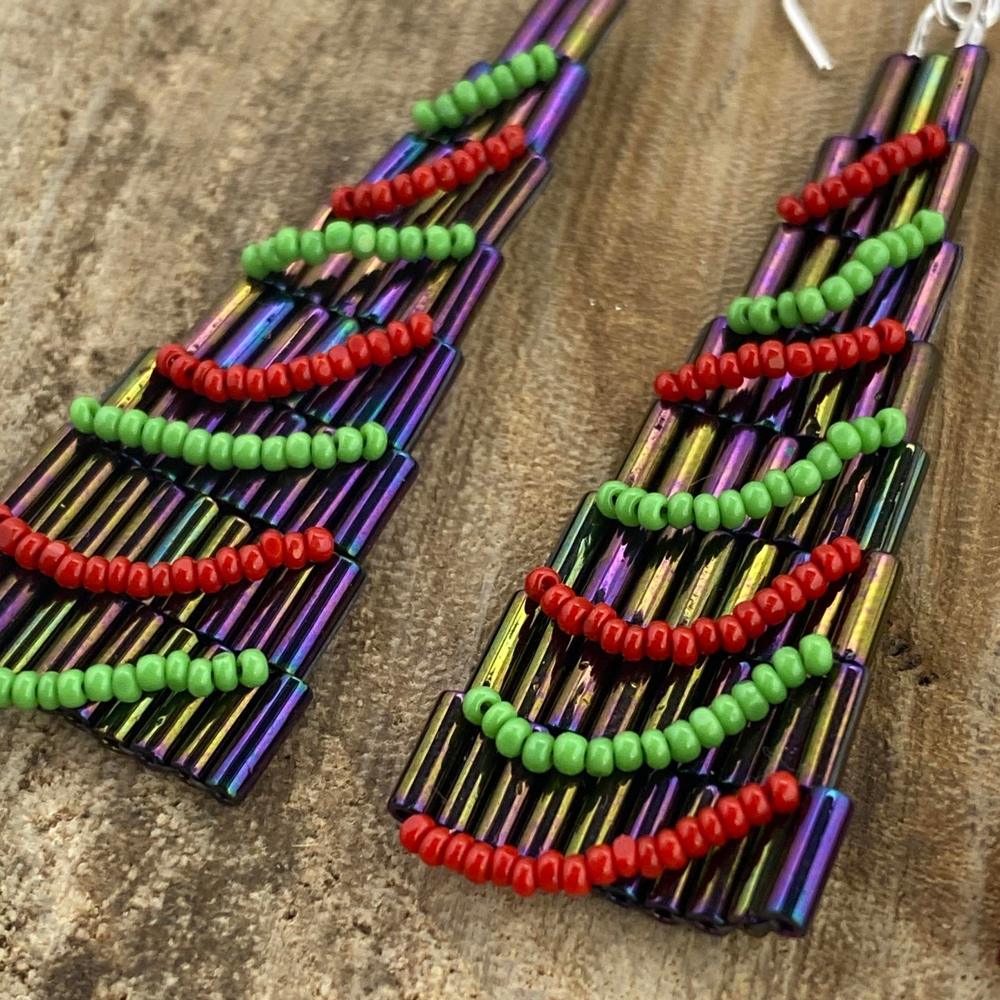 Christmas Tree Beaded Earrings