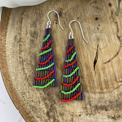 Christmas Tree Beaded Earrings