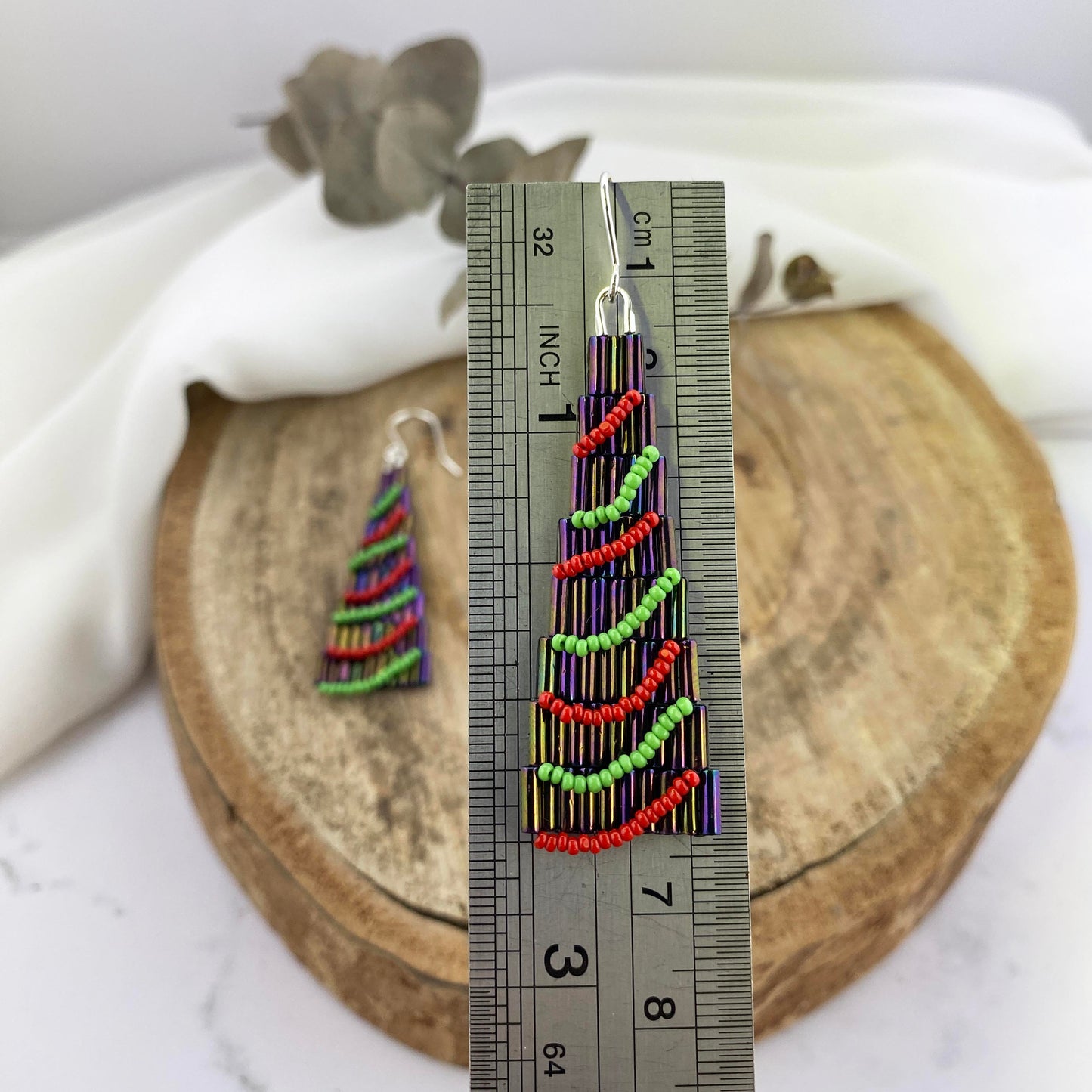 Christmas Tree Beaded Earrings