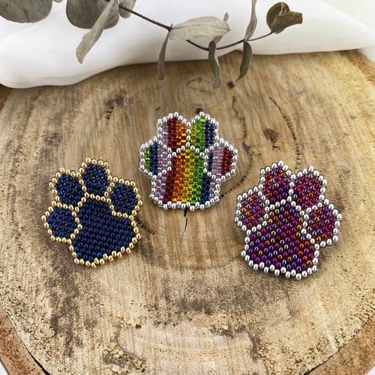 Dog Paw Beaded Brooch